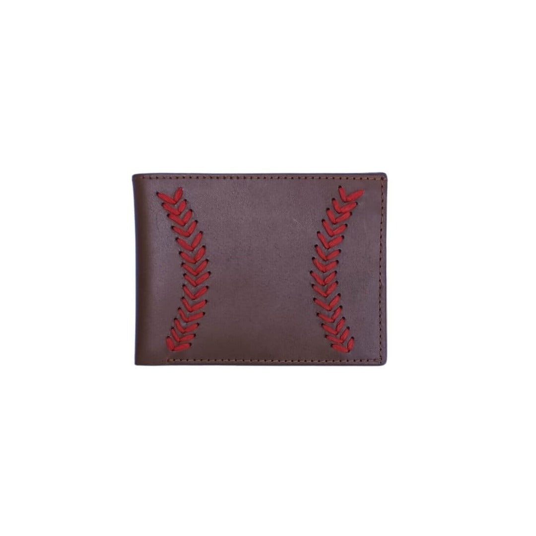 Leather wallet Baseball Hand Embroidery