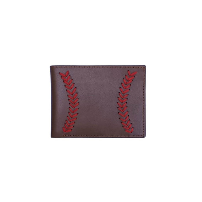 Leather Wallet Baseball Hand Embroidery