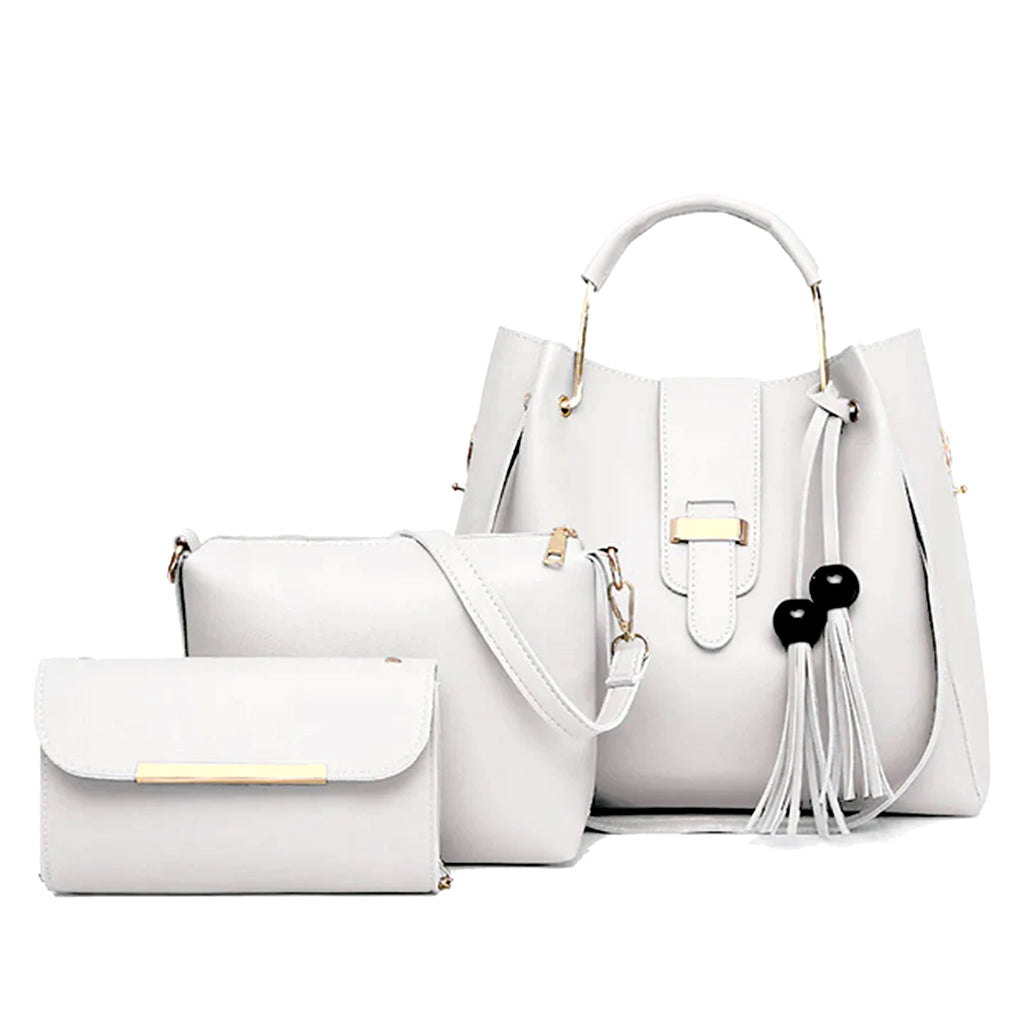 Alexa 3 piece white handbag