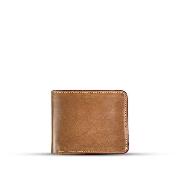 Leather Bi-fold Wallet With Piping Brown